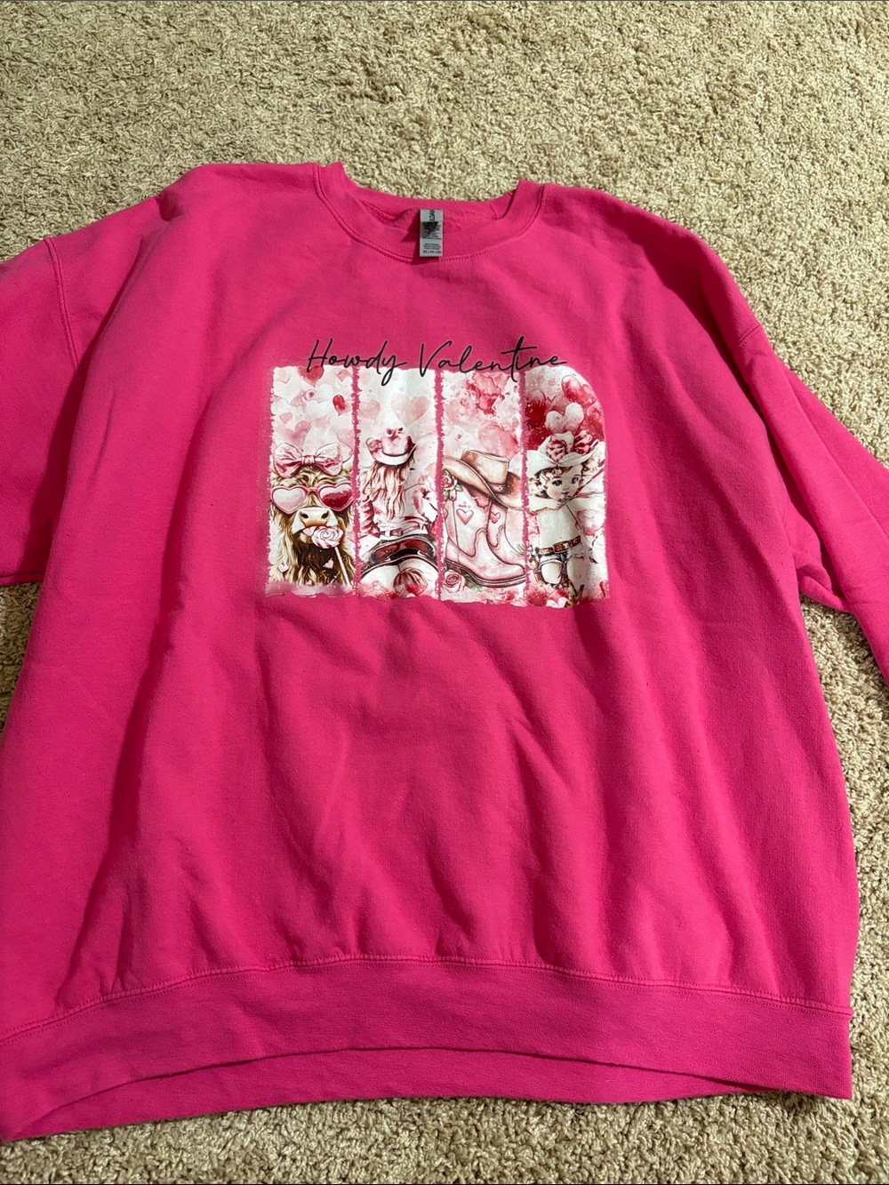 Bright Pink 'Howdy Valentine' Graphic Sweatshirt